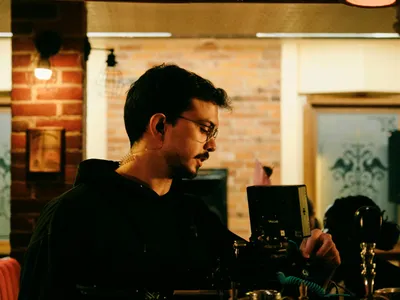 Ario reviewing monitor on location