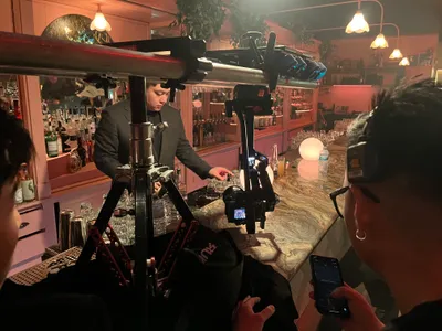 Shooting at a bar with slider rig